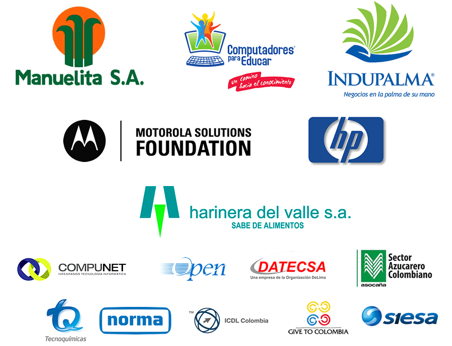 Patrocinadores: Manuelita S.A., Computadores para Educar, Indupalma, Motorola Solutions Foundation, HP, Harinera del Valle, Compunet, Open, Datecsa, Asocaña, Tecnoquímicas, Norma, ICDL Colombia, Give to Colombia y Siesa