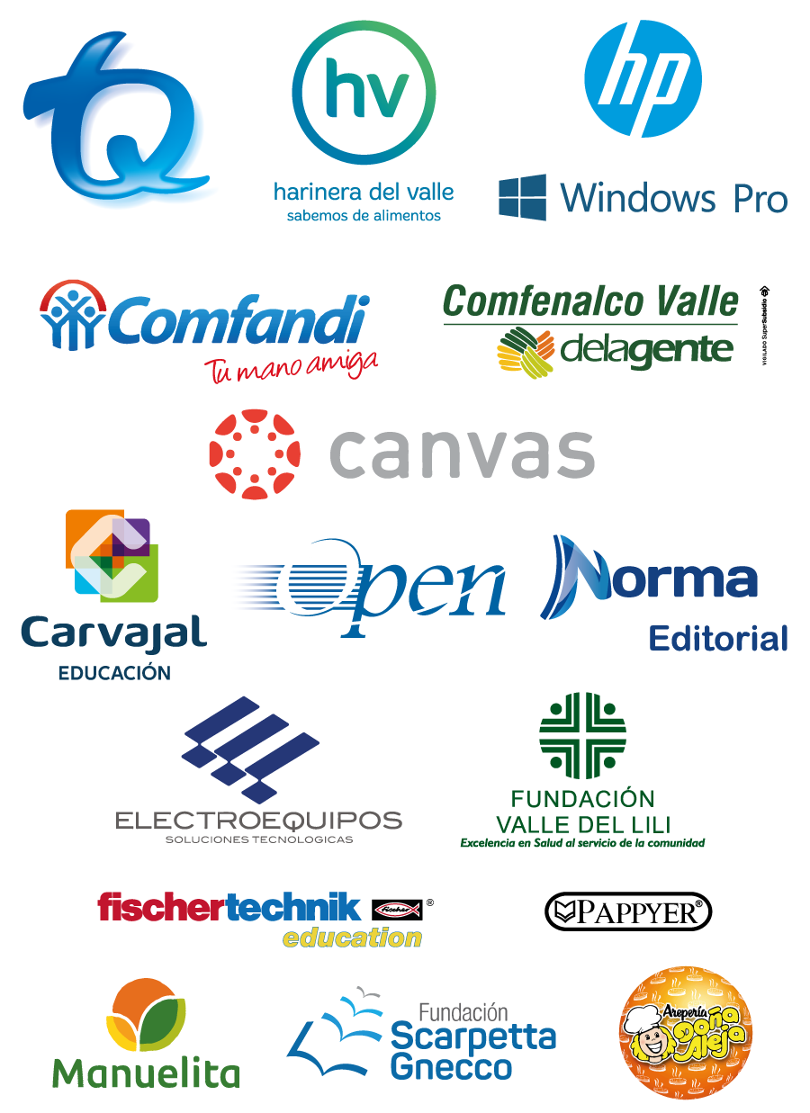 Patrocinadores: Tecnoquímicas, Harinera del Valle, HP y Windows Pro, Comfandi, Comfenalco Valle, Canvas, Carvajal Educación, Open, Norma Editorial, Electroequipos, Fundación Valle del Lili, Fischertechnik, Pappyer, Manuelita, Fundación Scarpetta Gnecco y Arepería Doña Aleja